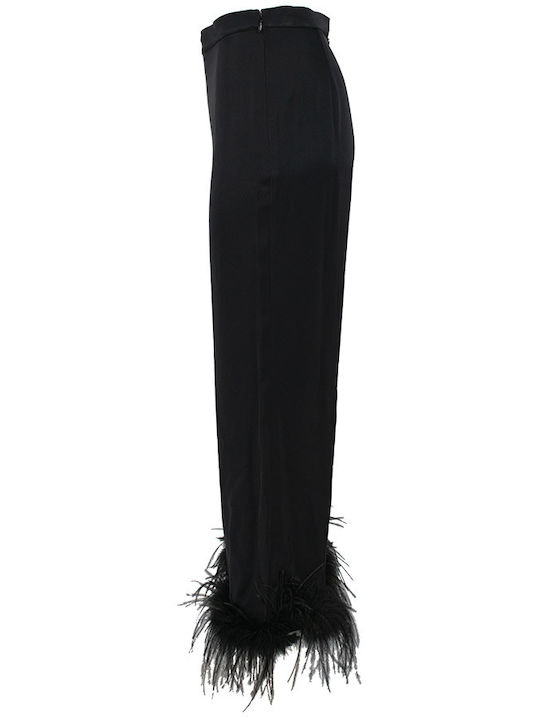 Women's High-waisted Fabric Capri Trousers Flared Black