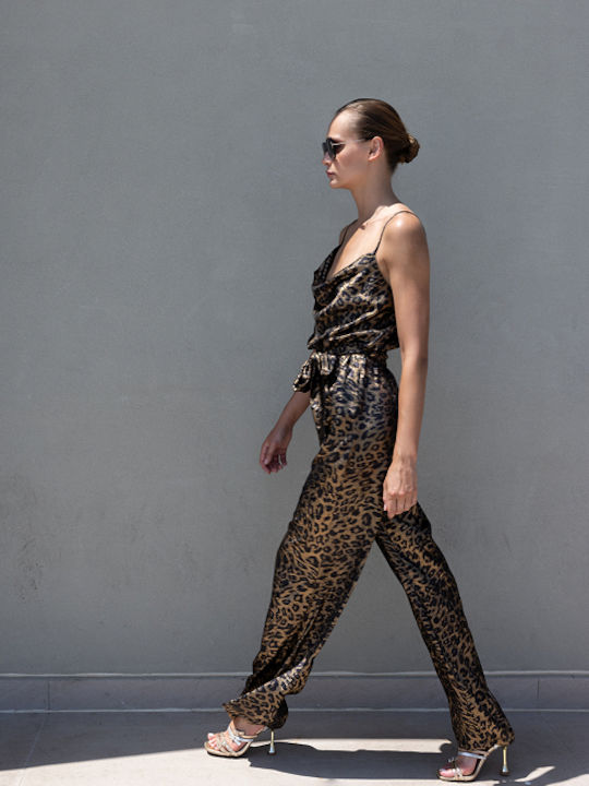 Einteiliger Jumpsuit mit Animal-Print