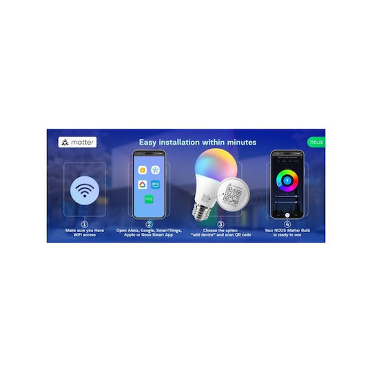 Nous Bec Smart LED 9W pentru Dulie E27 RGB 810lm