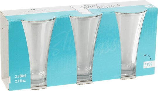 Excellent Houseware Pahare Pentru Shot Din Sticlă 80ml Set 3 Bucăți