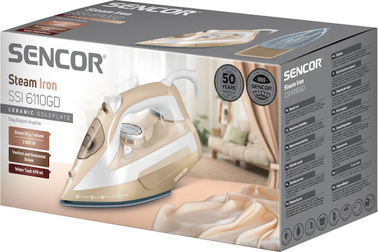 Sencor Steam Iron 2600W with Ceramic Plate and Continuous Steam Supply 35g/min