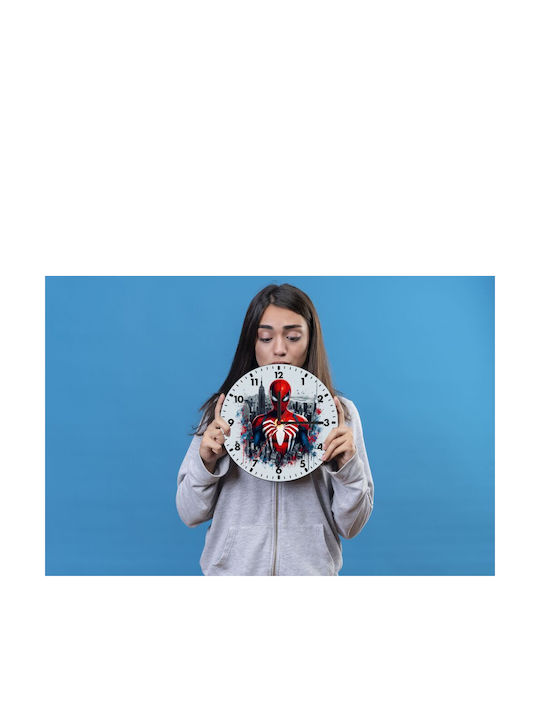 Koupakoupa Kinder Wanduhr Spiderman City Hölzernes 20εκ.