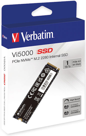 Verbatim Vi5000 SSD 1TB M.2 Type With PCI Express 4.0 Connection 31826