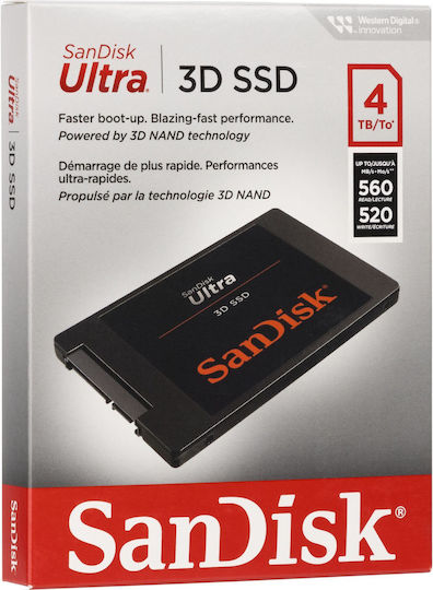 Sandisk Ultra 3D SSD 4.1TB τύπου 2.5'' με σύνδεση SATA III SDSSDH3-4T00-G26
