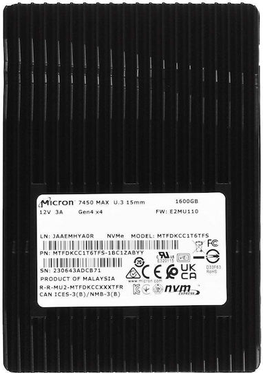 Micron 7450 Max SSD 1.6TB Тип 2.5'' с Връзка PCI Express 4.0 MTFDKCC1T6TFS-1BC1ZABYYR