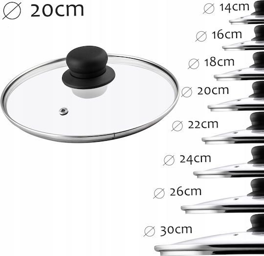 Kadax Καπάκι για Τηγάνι και Κατσαρόλα Γυάλινο 28cm 3τμχ 26792