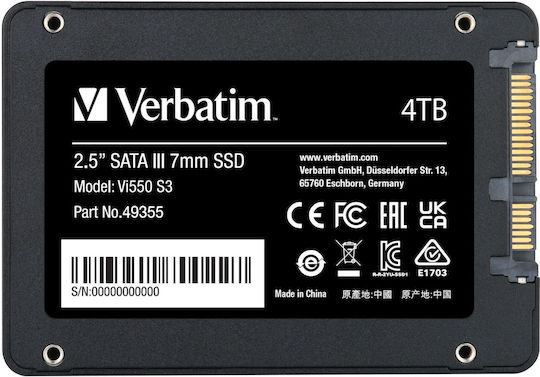 Verbatim Vi550 S3 SSD 4TB Тип 2.5'' С Връзка SATA III 49355