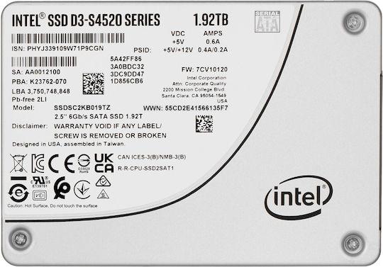 Intel D3-S4520 SSD 1.9TB 2.5'' SATA III SSDSC2KB019TZ01