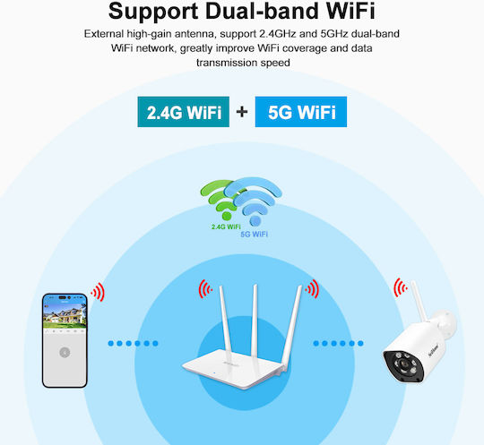 Sricam SH034 IP Κάμερα Παρακολούθησης Wi-Fi Full HD+ 5MP Αδιάβροχη με Αμφίδρομη Επικοινωνία και Φακό 4mm