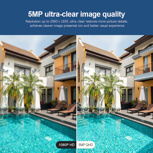 Sricam SH039 IP Κάμερα Παρακολούθησης Wi-Fi Full HD+ 5MP Αδιάβροχη με Αμφίδρομη Επικοινωνία και Φακό 4mm