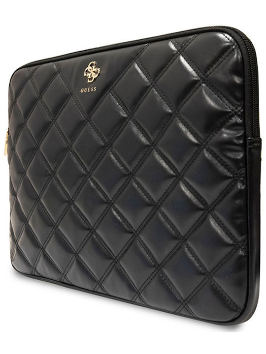 Guess Pu Quilted 4g Metal Logo Tasche Fall für Laptop 13" in Schwarz Farbe