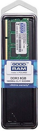 GoodRAM DDR3 με Module 1x8GB και Ταχύτητα 1600 για Laptop