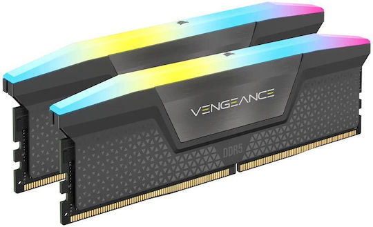 Corsair Vengeance RGB 64GB DDR5 RAM cu 2 module (2x32GB) și Viteză 5600 pentru Desktop