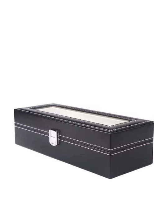 Storage Box for 6 Watches Eco Leather Elegant Design Black