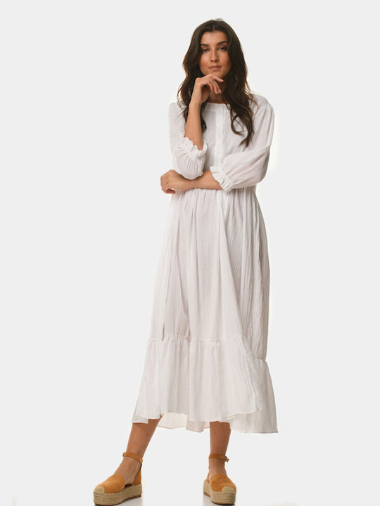 Interhat Maxi Dress with Ruffle White