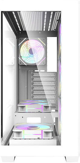 Darkflash DS900 + 7 ARGB Fans Gaming Midi Tower Κουτί Υπολογιστή με Πλαϊνό Παράθυρο Λευκό