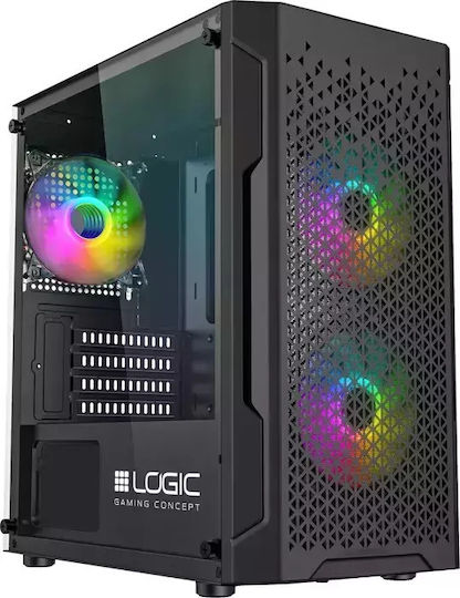 Logic Aramis ARGB Gaming Mini Tower Computer Case with Side Window Black