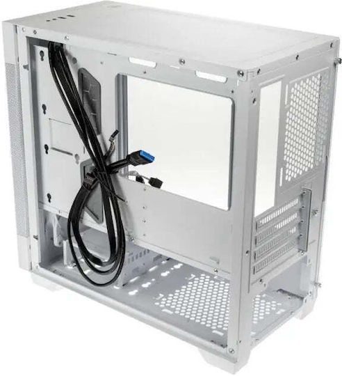Lian Li 205M Mesh Gaming Mini Tower Κουτί Υπολογιστή με Πλαϊνό Παράθυρο Snow