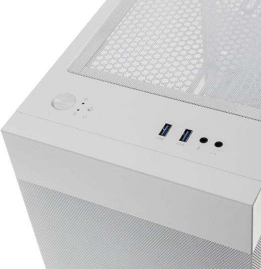 Lian Li 205M Mesh Gaming Mini Tower Κουτί Υπολογιστή με Πλαϊνό Παράθυρο Snow