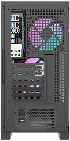 Darkflash DRX70 Mesh Геймърско бюро Midi Tower Компютърна кутия със страничен прозорец и RGB осветление Черен