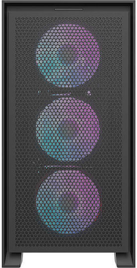 Darkflash DRX70 Mesh Геймърско бюро Midi Tower Компютърна кутия със страничен прозорец и RGB осветление Черен