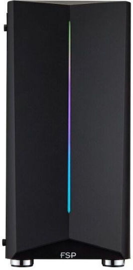 FSP/Fortron CMT151 Gaming Midi Tower Κουτί Υπολογιστή με Πλαϊνό Παράθυρο και RGB Φωτισμό Μαύρο