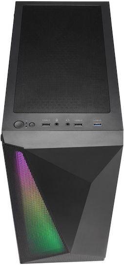 FSP/Fortron CMT195A Gaming Midi-Turm Computergehäuse mit Seitenfenster und RGB-Beleuchtung Schwarz