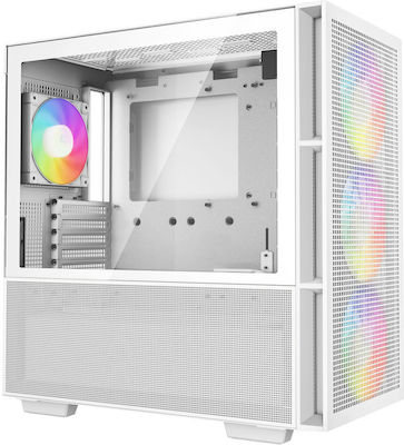 Deepcool Gaming Midi Tower Computer Case with Window Panel and RGB Lighting White