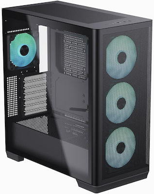 APNX C1 Gaming Midi Tower Κουτί Υπολογιστή με Πλαϊνό Παράθυρο και RGB Φωτισμό Μαύρο