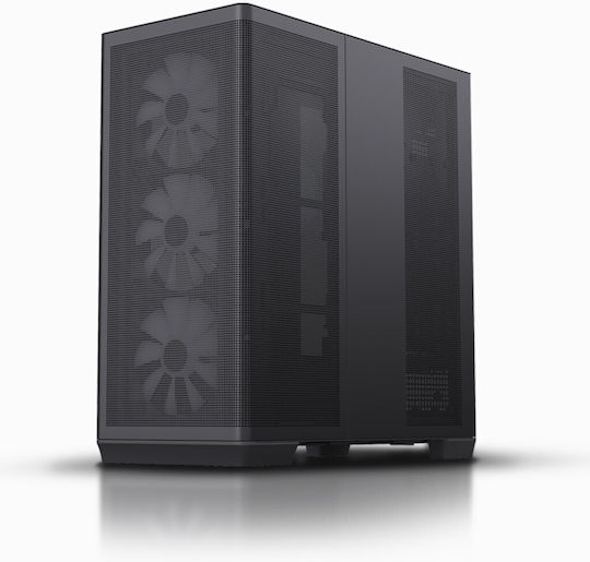 C1 Gaming Midi Tower Computer Case with Side Window and RGB Lighting Black