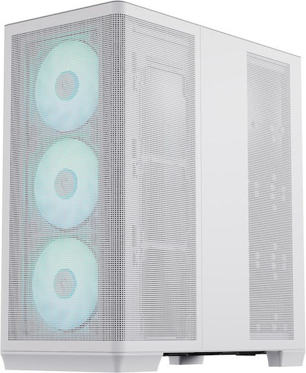 APNX C1 Gaming Midi Tower Κουτί Υπολογιστή με Πλαϊνό Παράθυρο και RGB Φωτισμό Λευκό