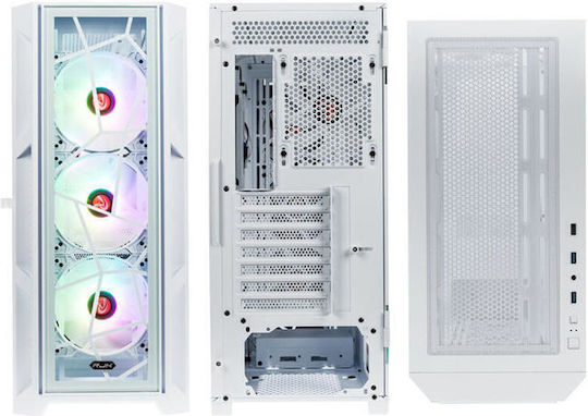 Raijintek Ponos Ultra TG4 Gaming Midi Tower Κουτί Υπολογιστή με Πλαϊνό Παράθυρο Coating White