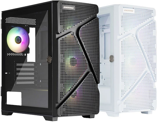 Enermax MarbleShell MS31 RGB Gaming Midi-Turm Computergehäuse mit Seitenfenster Weiß