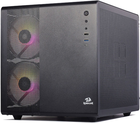 Redragon Pagos 1 ARGB Gaming Mini Tower Computer Case with Side Window Black