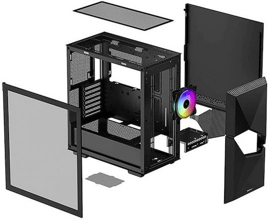 Deepcool Cyclops Gaming Midi Tower Κουτί Υπολογιστή με Πλαϊνό Παράθυρο Μαύρο