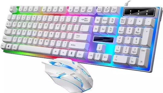Aoas Aoas M-400 Σετ Gaming Πληκτρολόγιο με RGB φωτισμό & Ποντίκι (Αγγλικό US) Λευκό