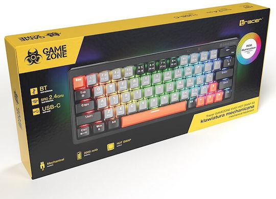 Tracer Gamezone EVO1 Hot Swap 63 Gaming Mechanical Keyboard 65% with RGB lighting (English US) Gray