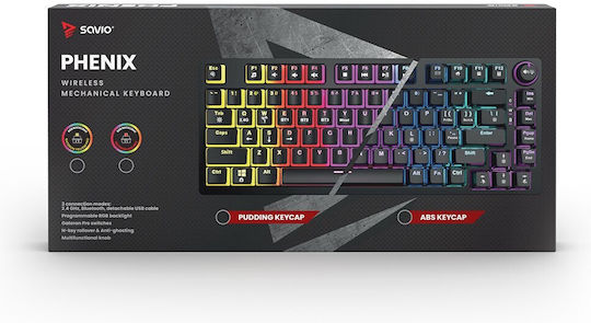 Savio Phenix Yellow Pudding Wireless Gaming Mechanical Keyboard 75% with RGB lighting (English US)