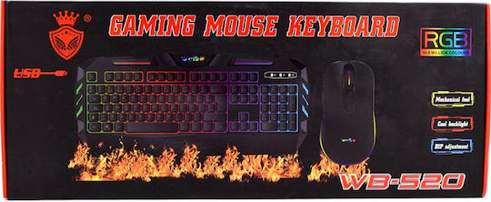 Weibo WB-520 Σετ Gaming Μηχανικό Πληκτρολόγιο με Μεμβράνης διακόπτες και RGB φωτισμό & Ποντίκι (Αγγλικό US)