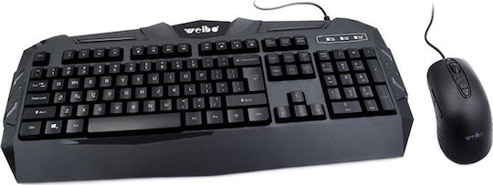 Weibo WB-520 Σετ Gaming Μηχανικό Πληκτρολόγιο με Μεμβράνης διακόπτες και RGB φωτισμό & Ποντίκι (Αγγλικό US)
