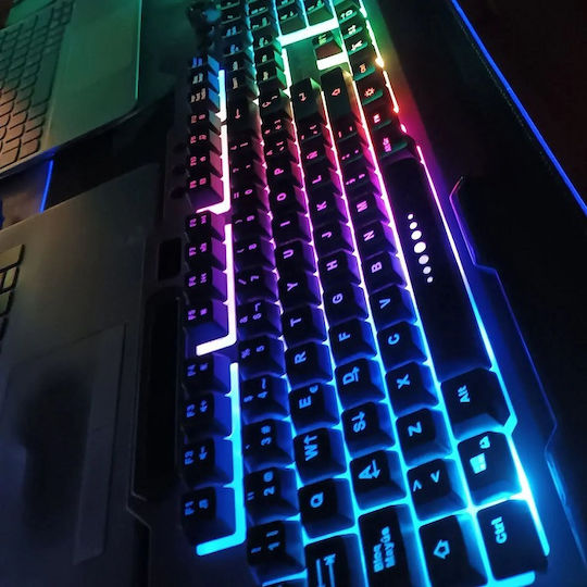 Weibo WB-590 Gaming Πληκτρολόγιο με RGB φωτισμό (Αγγλικό US) Γκρι