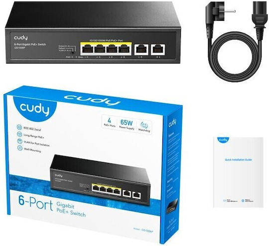 Cudy GS1006P Negestionat L2 PoE+ Switch cu 6 Porturi Gigabit (1Gbps) Ethernet