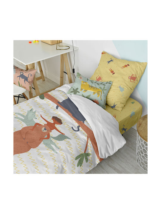 HappyFriday Mr Fox Jungle Life Set Kids Duvet Cover Single with Pillowcase Cotton Multicolour 140x200cm