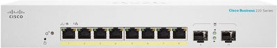 Cisco CBS220-8FP-E-2G Unverwaltet L2 PoE+ Switch mit 8 Ports Gigabit (1Gbps) Ethernet und 2 SFP Ports