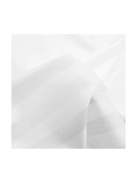 Satin Bambus-Baumwolle Kissenbezug Streifen Weiß/50x60