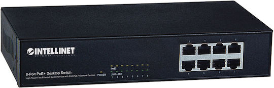 Intellinet 560764 Fast Ethernet PoE+ Switch Unmanaged L2 PoE+ Switch with 8 Ethernet Ports