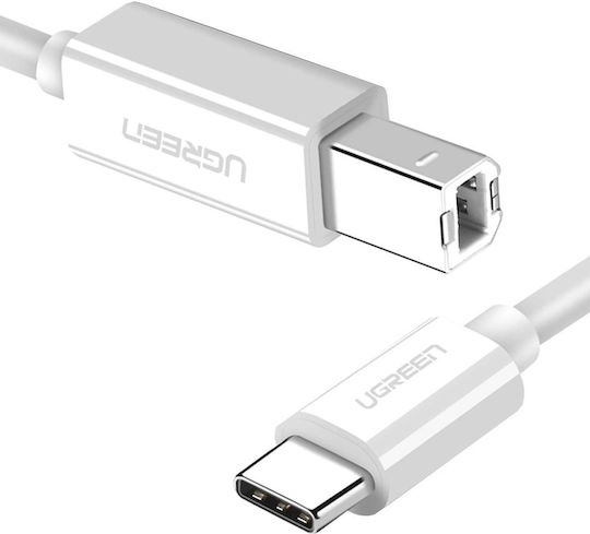 Ugreen USB 2.0 Cable USB-C male - USB-B male White 1.5m (40417)