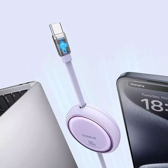 Baseus Free2Draw Retractable USB 2.0 Cable USB-C male - USB-C 100W PD Μωβ 1m P10364500511-00