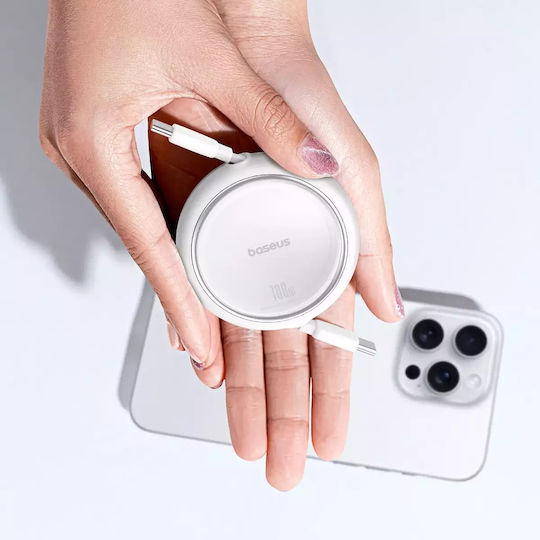Baseus Free2Draw Retractable USB 2.0 Cable USB-C Male - USB-C 100W PD White 1m P10364500211-00