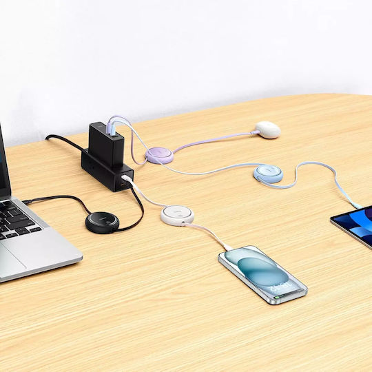 Baseus Free2Draw Retractable USB 2.0 Cable USB-C Male - USB-C 100W PD White 1m P10364500211-00